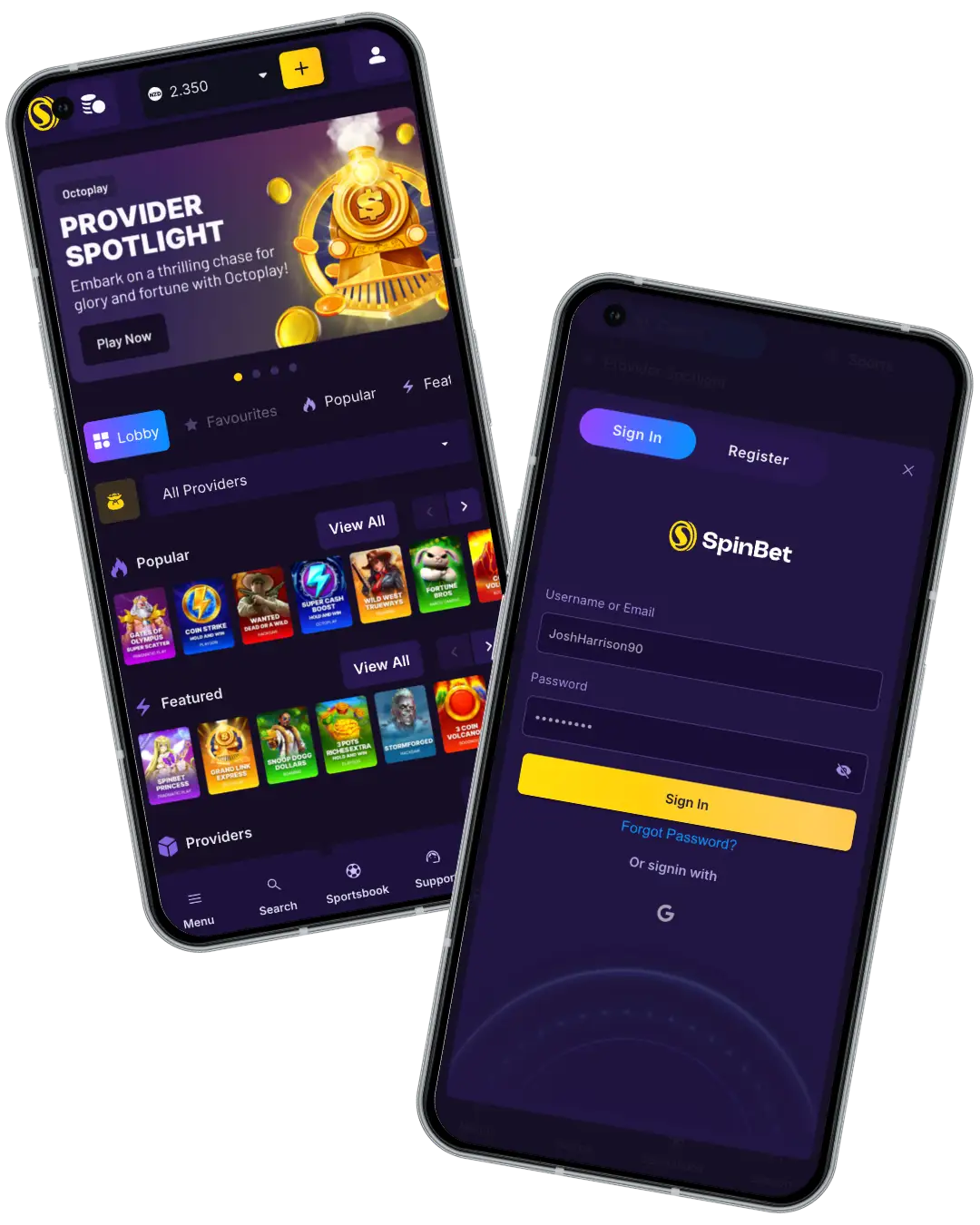 spin bet login